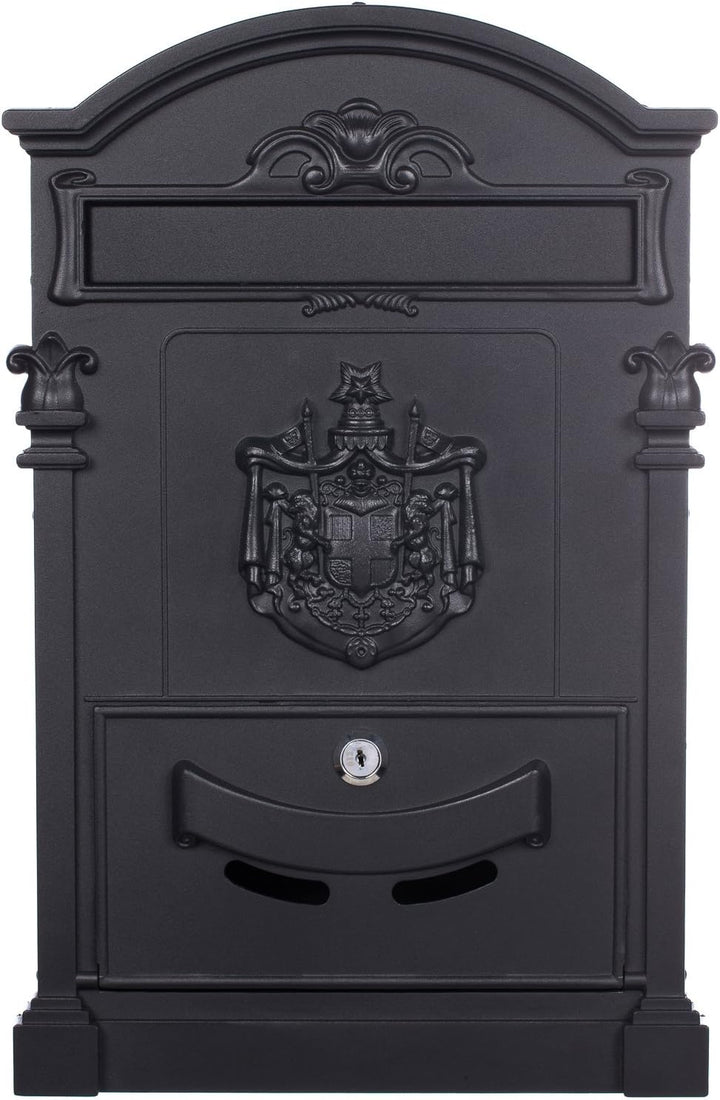 Birendy Antiker Briefkasten LB-001-Long Schwarz Wandbriefkasten, Briefkasten,