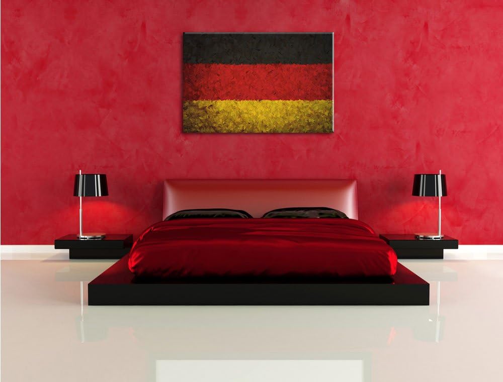 Pixxprint Deutschlandfahne als Leinwandbild/Grösse: 100x70 cm/Wandbild/Kunstdruck/fertig bespannt, 1