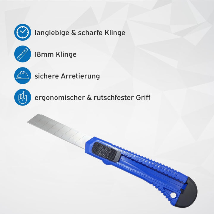 50x kör4u Cuttermesser, 18mm Abbrechklingen, Teppichmesser, Kartonmesser, Mehrzweck Messer, Allzweck