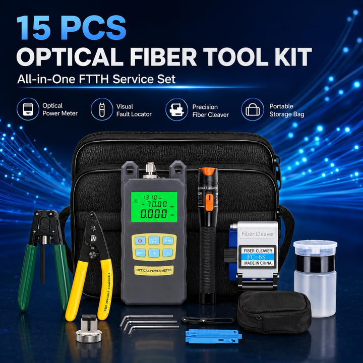 Glasfaser Werkzeug Set, 15 in 1 FTTH Tool kit FTTH Glasfaser Tool Kit Faseroptik FTTH Tool Kit Faser
