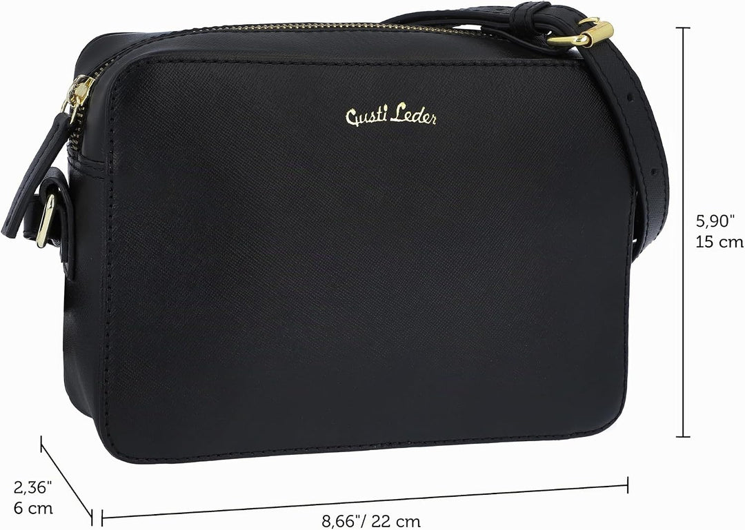 Gusti Umhängetasche Leder - Almina Damen Handtasche Schultertasche Crossbody bag Ledertasche Vintage