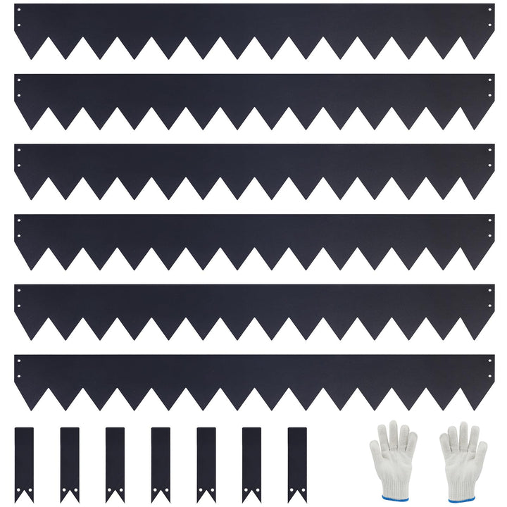 6er-Set feuerverzinkte Rasenkante mit Pulverbeschichtung, 100x15 cm (LxH), Metall-Beeteinfassung, mi