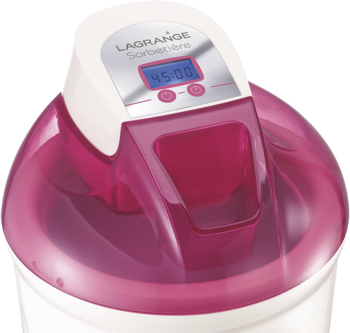 Lagrange 409001 Eismaschine 12 W LCD-Display Behälter 1,5 l himbeere, Himbeere