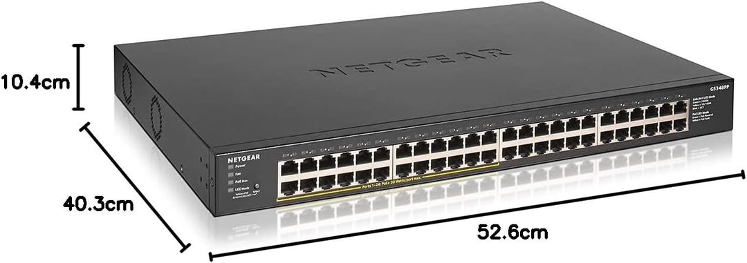 Netgear GS348PP 48 Port Gigabit Ethernet LAN PoE Switch (mit 24x PoE+ 380W, Plug-and-Play Netzwerk S