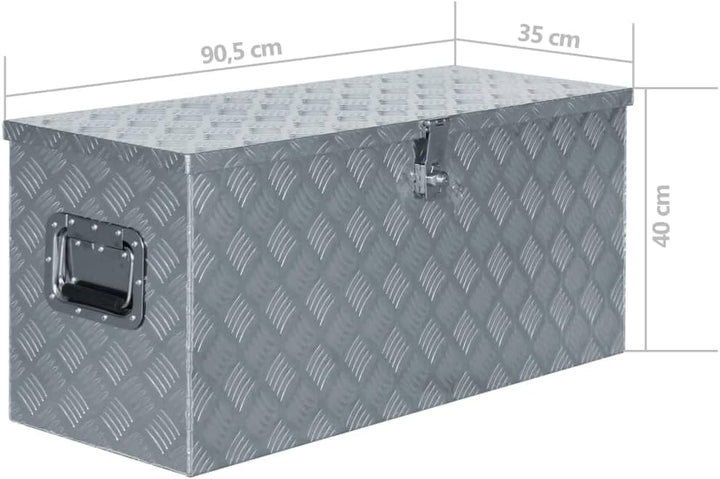 vidaXL Aluminiumkiste 90,5x35x40cm Alu Box Koffer Werkzeugbox Transportkiste 90.5 x 35 x 40 cm Silbe