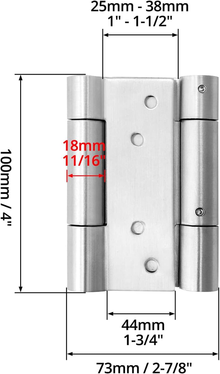 QWORK® Pendeltürband Türscharnier, 304 Edelstahl Scharniere für Pendeltür und Schwingtür für Cafe, S