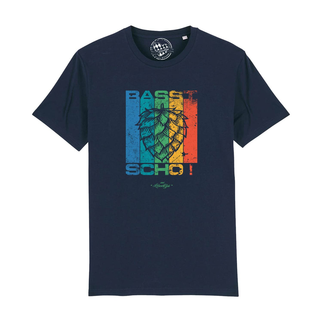Bavariashop Bayerisches Herren T-Shirt Basst Scho, Dunkelblau