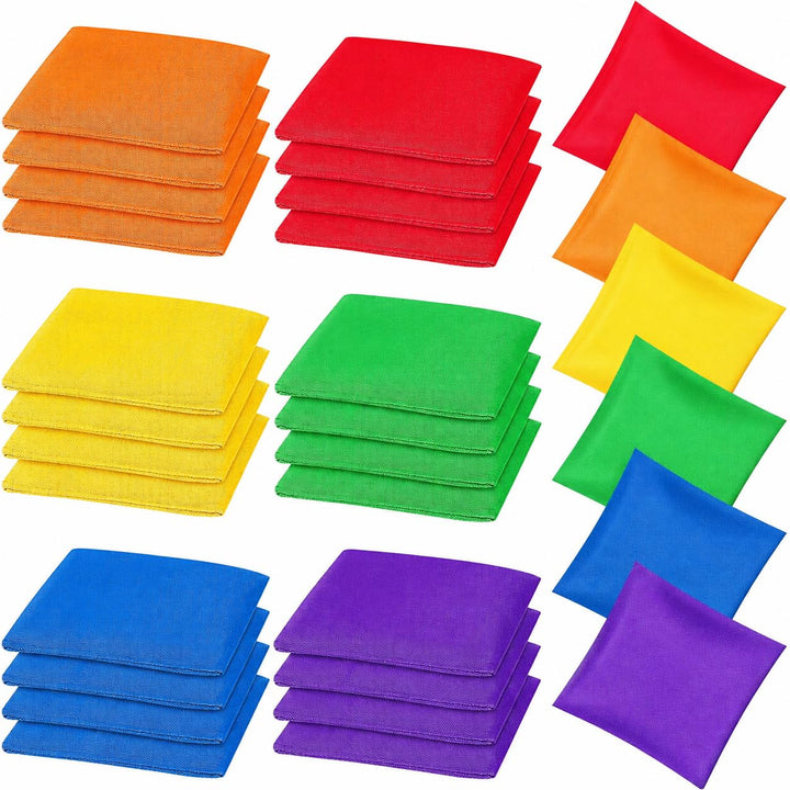 24 Stück Cornhole Säckchen, Wurfsäckchen Bohnensäckchen Set 15 x 15 cm Nylon Sitzsack Werfen für Fam