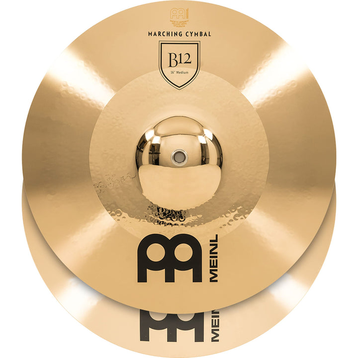 Meinl Cymbals MA-B12-16M Marschbecken Paar Medium B12 Bronze 40,6 cm (16 Zoll) inkl. BR5 Marschbecke