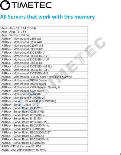 Timetec ECC 1.5V RDIMM Server Memory RAM Module Upgrade (2666Mhz 32GB(2x16GB))