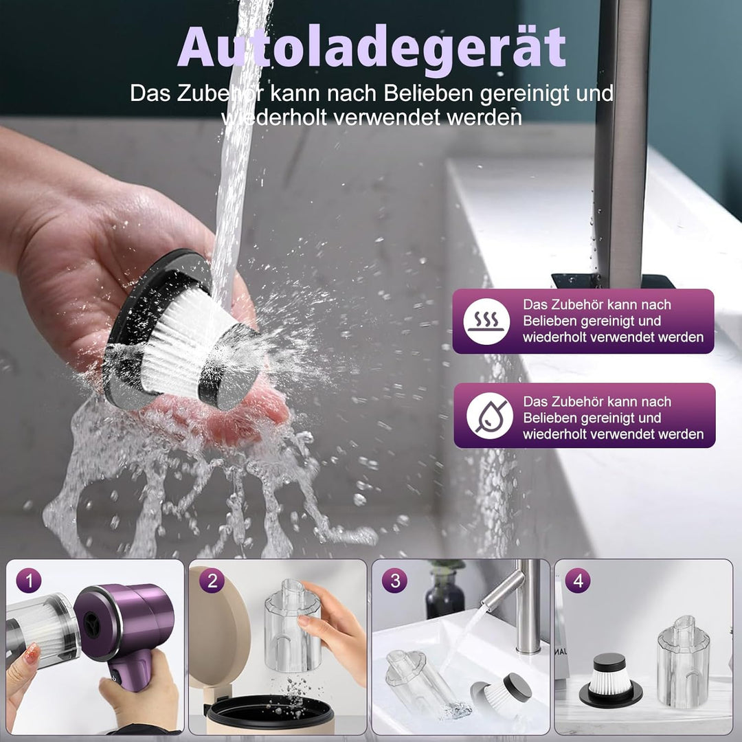 Handstaubsauger Akku Kabellos 9000Pa Mini Staubsauger Auto Wiederaufladbar mit 120W/12V High Power,S