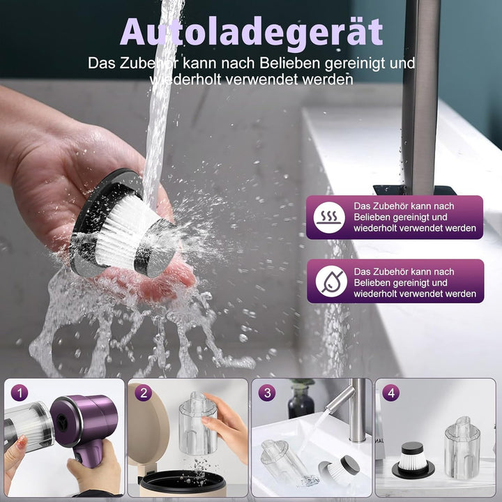 Handstaubsauger Akku Kabellos 9000Pa Mini Staubsauger Auto Wiederaufladbar mit 120W/12V High Power,S