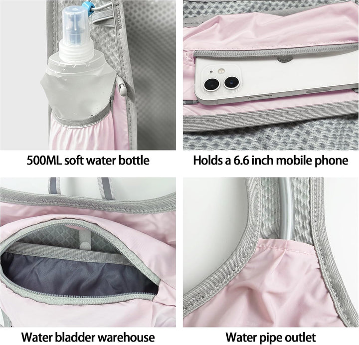 DNFUN Laufweste Damen Herren,verstellbare Trinkweste mit 1.5L Trinkflasche,5L Running Vest Trinkruck
