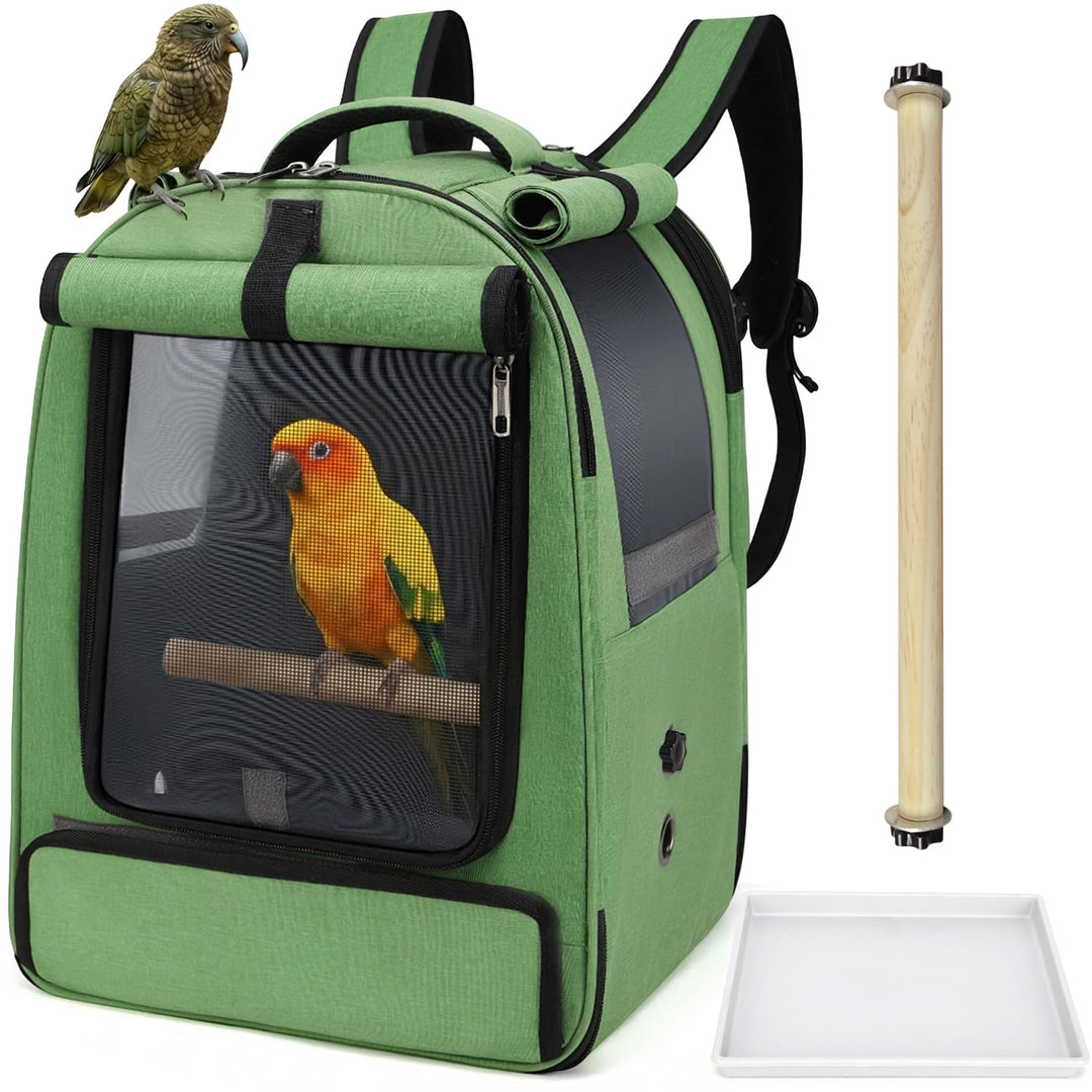 ALLSOPETS Vogelrucksack Leicht und Atmungsaktiv Tragbarer Papageiträger für Kleine Tiere mit Ständer