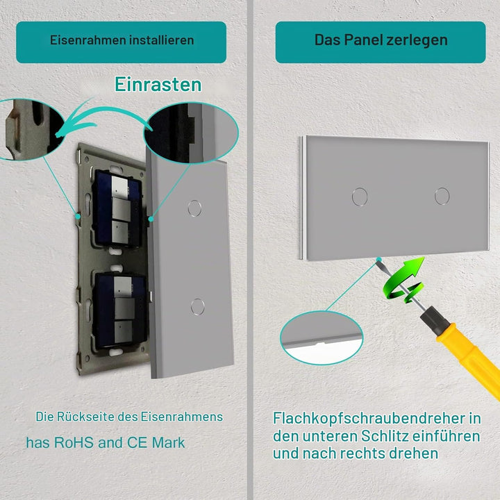 BSEED Doppelschalter Smart Alexa Lichtschalter aus Glas, WiFi Touch Wandschalter 1 Fach 1 Weg (Neutr