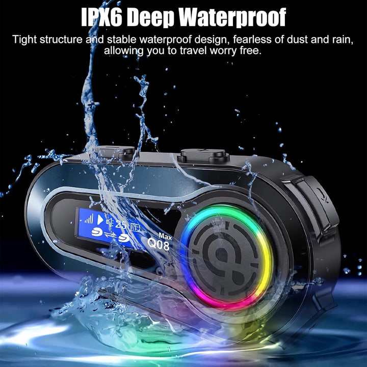 OBEST Motorrad Headset Intercom, Motorrad Helm Headset Bluetooth 5.3, Geräuschunterdrückung Kopfhöre