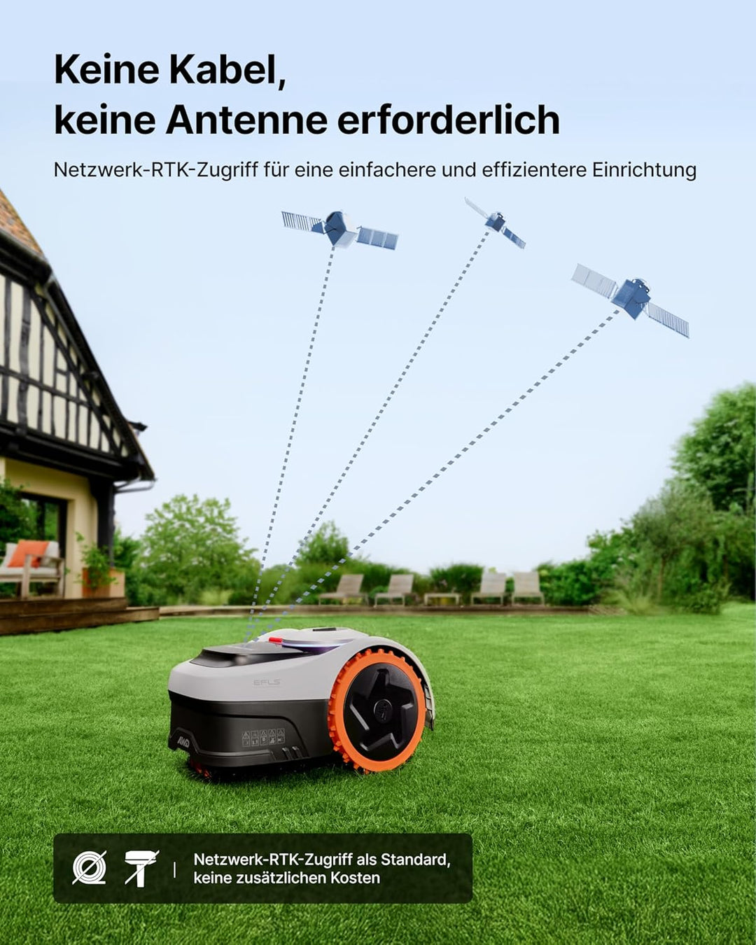 Navimow i205 AWD Mähroboter ohne Begrenzungskabel, Allradantrieb für Steigungen bis zu 45%, EFLS NRT