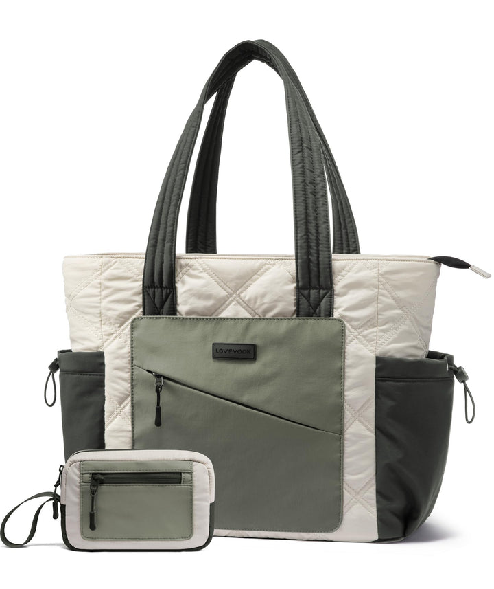 LOVEVOOK Shopper Tasche Damen Gross, Arbeitstasche Leicht Handtasche Puffer Tote Work Bag 15,6/17,3