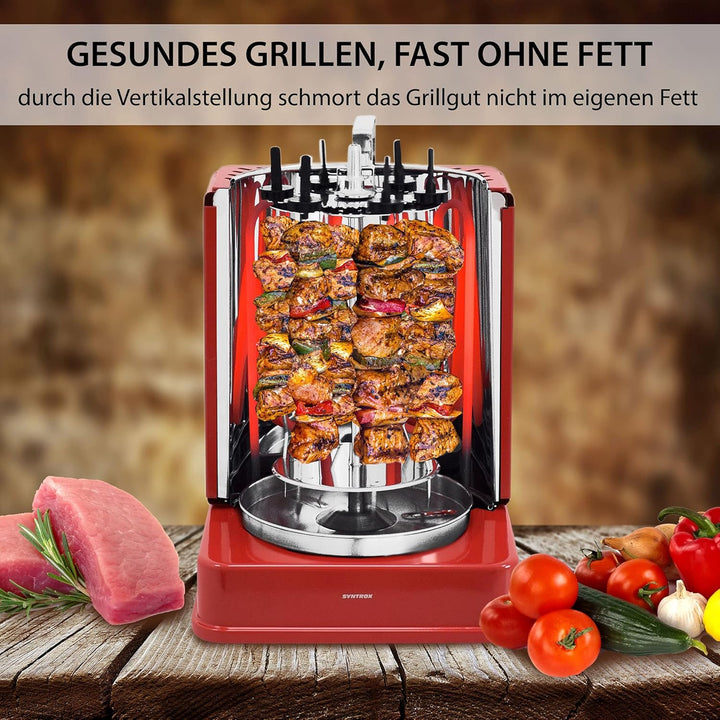 Syntrox Germany Vertikal-Multigrill Dönergrill Gyrosgrill Schaschlikgrill Rotisserie Hähnchengrill R