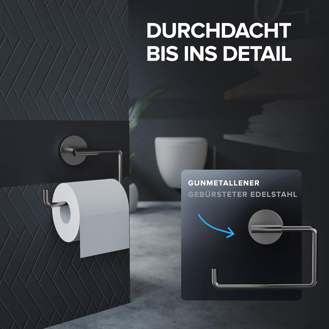 Toilettenpapierhalter Skardstind zum Bohren Gunmetal | Klorollenhalter in Edelstahl | ohne Deckel |