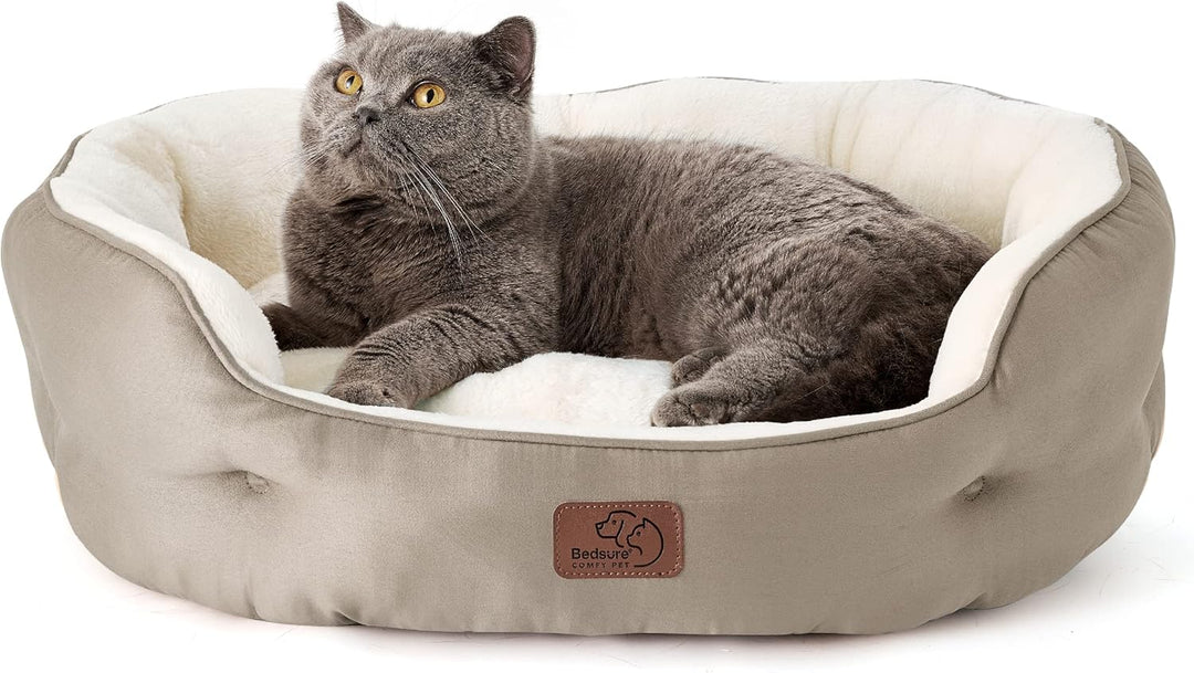 Bedsure Katzenbett waschbar Katzen Bettchen - 63x53x20cm Katzen Bett mit Zweiseitig Innenkissen Katz