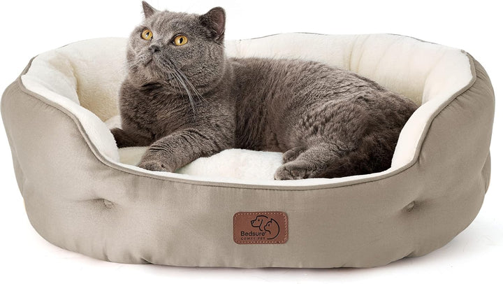 Bedsure Katzenbett waschbar Katzen Bettchen - 63x53x20cm Katzen Bett mit Zweiseitig Innenkissen Katz
