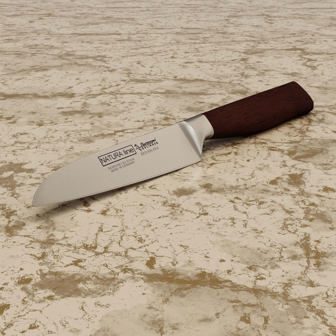 Burgvogel Solingen Natura Line, Gemüsemesser Holzgriff, rot satiniert, geschmiedet, 9 cm, sehr schar