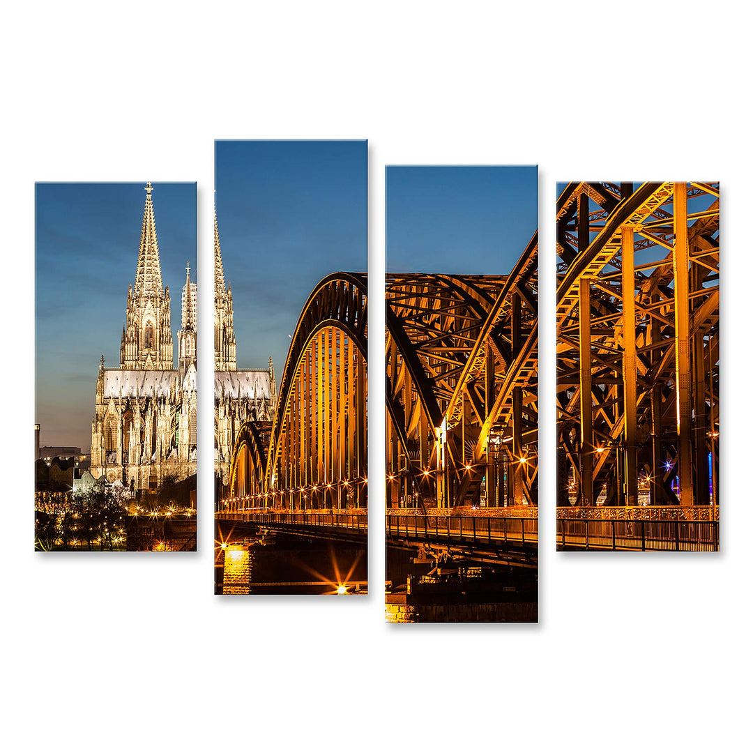 islandburner Bild auf Leinwand Hohenzollernbrücke Und Kölner Dom In Der Abenddämmerung Bilder Wandbi