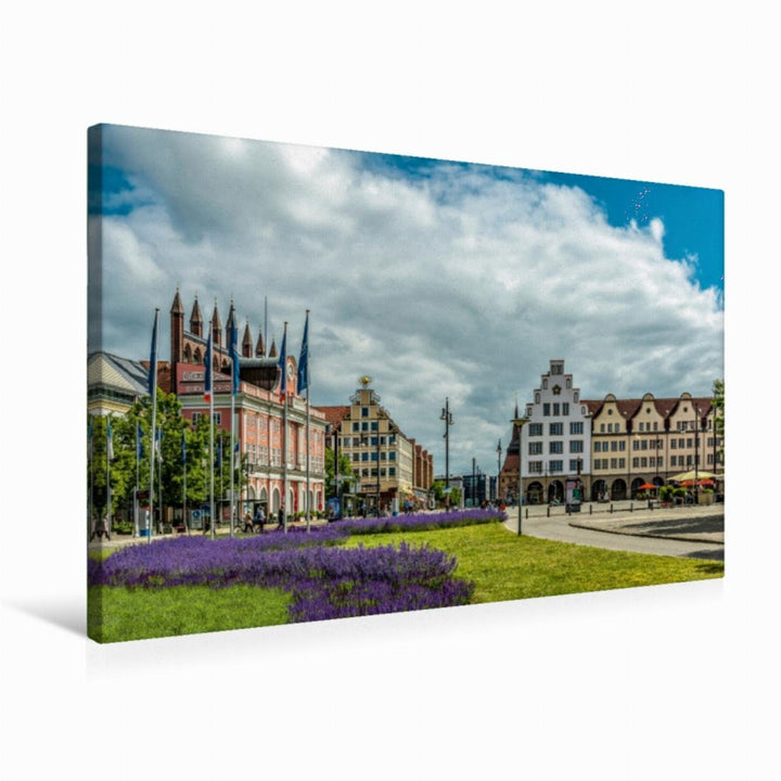 Premium Textil-Leinwand 75 x 50 cm Quer-Format Rostock Innenstadt | Wandbild, HD-Bild auf Keilrahmen