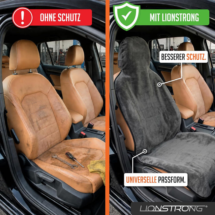 LIONSTRONG® Autositzschoner Vordersitz universell kompatibel [WASSERDICHT] - Autositzbezüge Vordersi