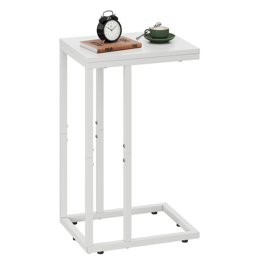 WLIVE Kleiner Beistelltisch, C Form Schmaler Sofatisch，Gestell aus Metall Laptop Kaffeetisch，Couch S