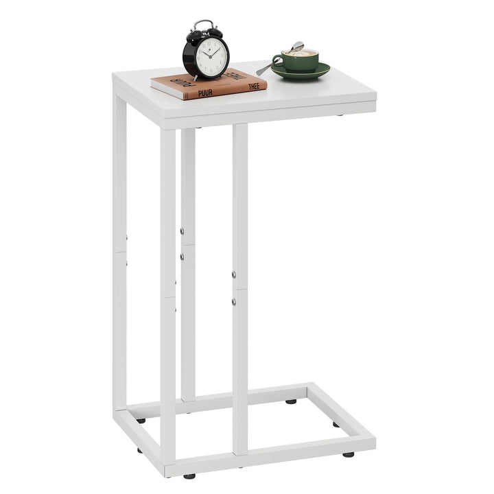 WLIVE Kleiner Beistelltisch, C Form Schmaler Sofatisch，Gestell aus Metall Laptop Kaffeetisch，Couch S