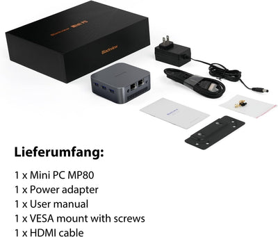 Blackview Mini PC MP80 16GB LPDDR5 RAM 512GB M.2 SSD, Intel 12. Gen N95(bis zu 3,4GHz) Mini Computer