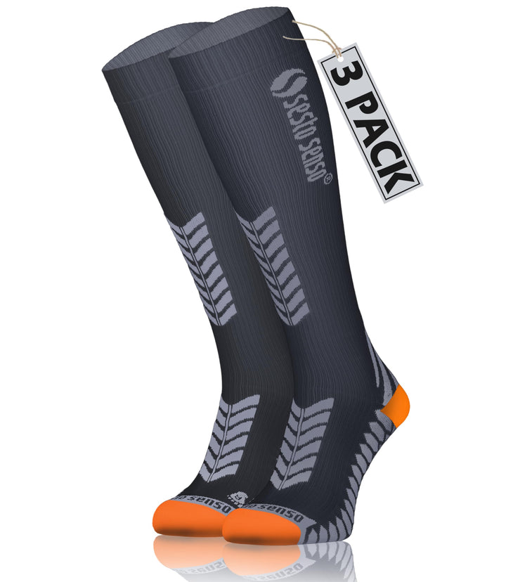 Sesto Senso 3 Paar Kompressionsstrümpfe Sport Damen Herren Unisex Bunt Hohe Sportsocken Laufsocken 3