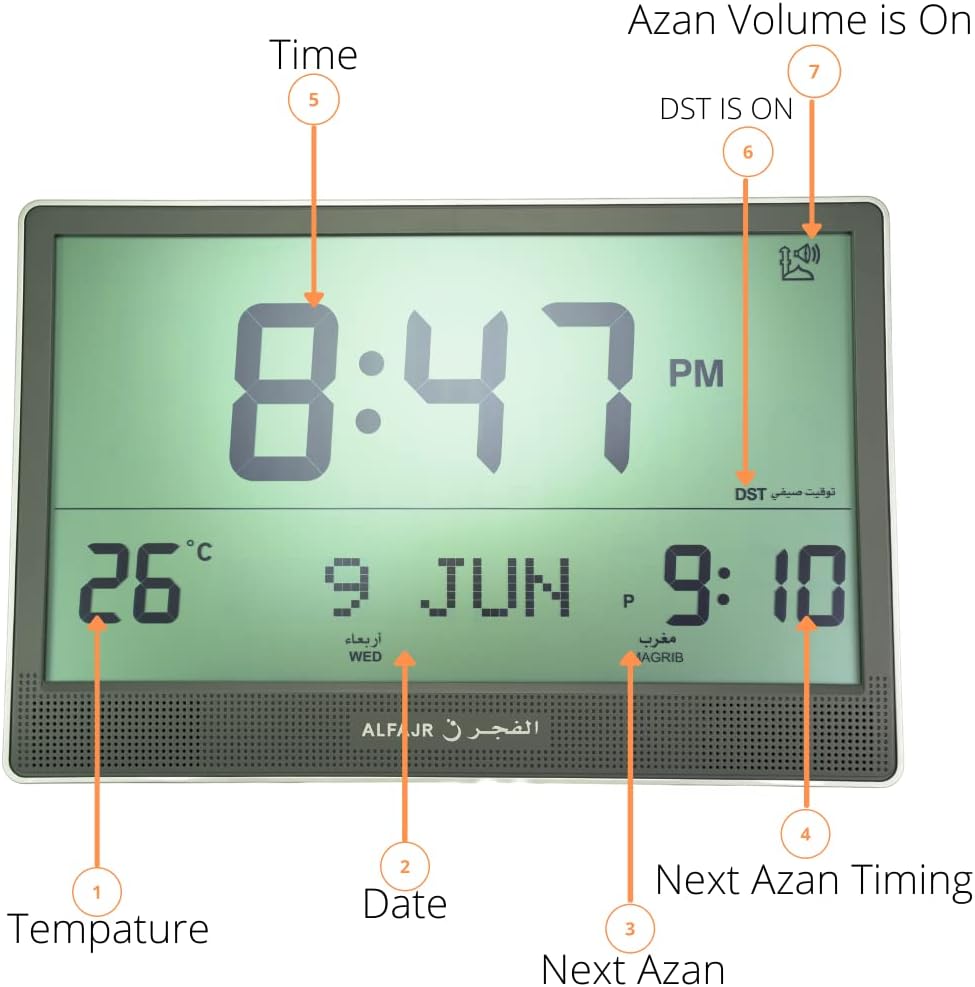 ALFAJR WANDUHR MAXIFORMAT MIT 15" DISPLAY