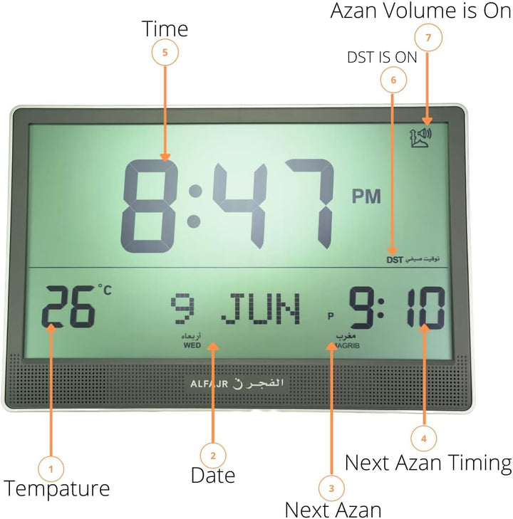 ALFAJR WANDUHR MAXIFORMAT MIT 15" DISPLAY