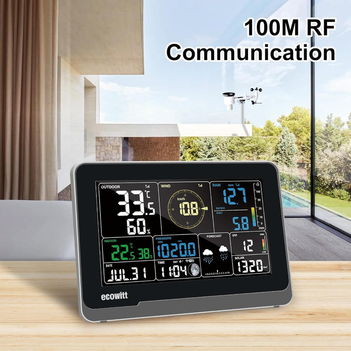 Ecowitt Wi-Fi Wetterstation Array, 7 in 1 Garten Drahtloser Solar-Wetter-Aussensensor WS69 + 3 in 1