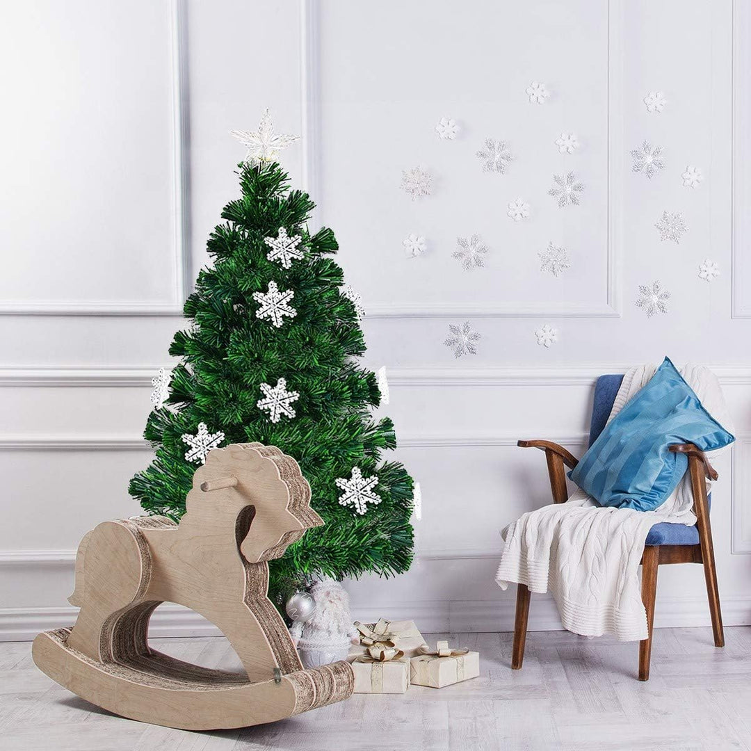 RELAX4LIFE Künstlicher Weihnachtsbaum, Christbaum mit LEDs & Schneeflocke & Sternspitze, Kunstbaum F