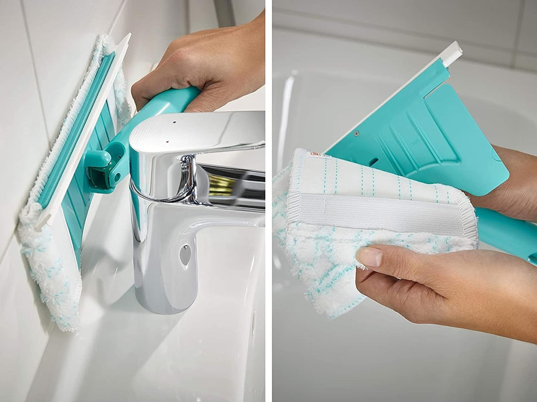 Leifheit Badwischer Bath Cleaner micro duo Telescope 125cm mit 360°-Drehgelenk, Fliesenwischer ideal