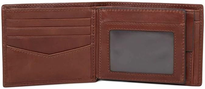 Fossil Herren Ryan Leather Bifold Geldbörse 11,43 cm L x 2,54 cm B x 9,525 cm H Dunkelbraun, Dunkelb