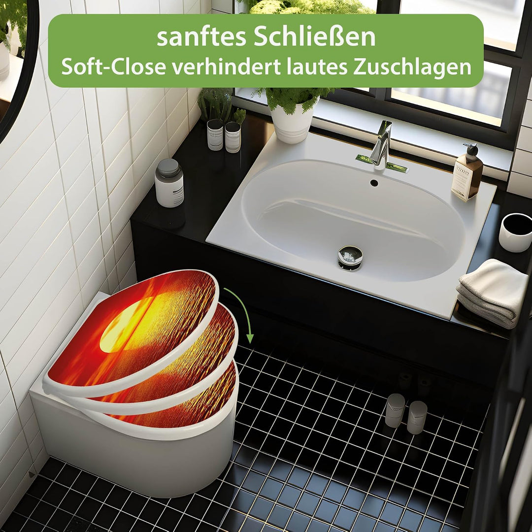 banjado Toilettendeckel mit Absenkautomatik 44,5x37cm - Soft Close Toilettensitz - WC Sitz mit Absen
