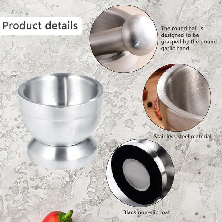 Mörser und Stössel Sets, Lebensmittelecht Pestle and Mortar Stainless Steel Mit Kunststoffabdeckung,