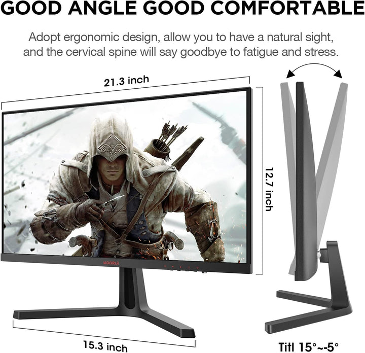 KOORUI Monitor 24 Zoll, Full-HD Gaming Monitor PC Bildschirm VA 1ms 165Hz Monitor, DCI-P3 85%, Adapt