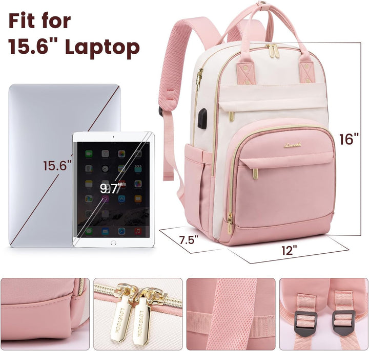 LOVEVOOK Rucksack Damen Laptop Rucksack 15.6 Zoll Schulrucksack Mädchen Teenager Wasserdicht Schulta