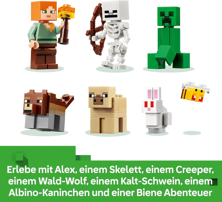 LEGO Minecraft Erstes Abenteuer in der Nacht - Interaktives Spielzeug mit 7 Figuren inkl. Alex, Cree