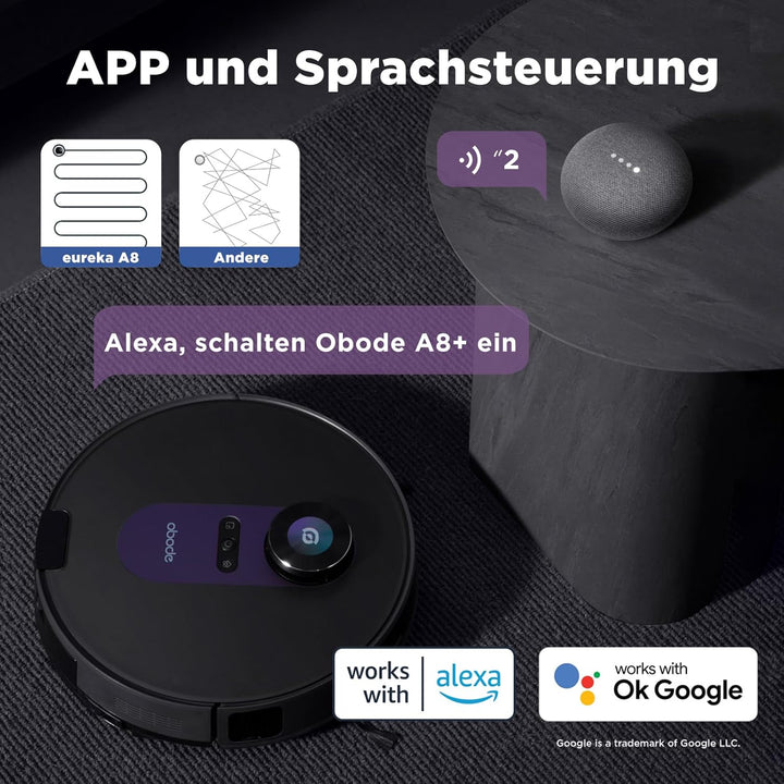 A8+ Saugroboter mit Absaugstation(2.5L) 4000Pa 3D-Hinderniserkennung Staubsauger Roboter,10mm Mopp-H