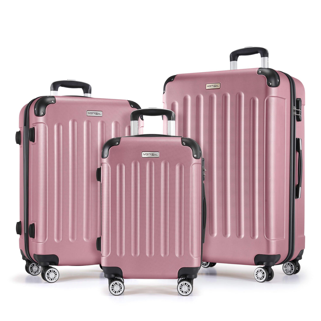 MERISH Reisekoffer Koffer Kofferset Trolleys Zwillingsrollen 3tlg. Hartschale in 9 Farben (Rose, Set