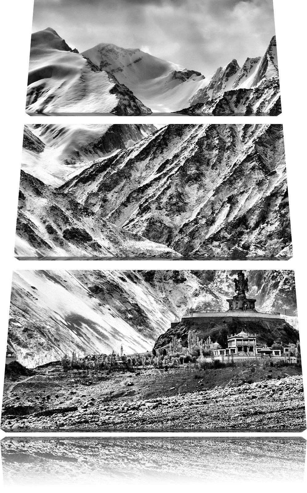 Pixxprint Tempel in Tibet als Leinwandbild/Grösse: 3 Teilig (120x80) cm/Wandbild/Kunstdruck/fertig b