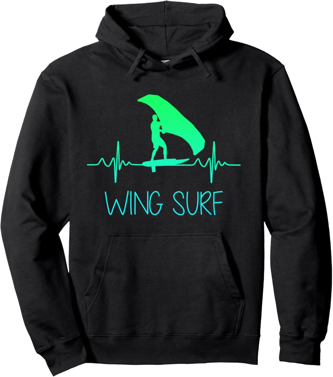 Wing Surf Wing Foil Herzschlag Herzlinie Herz Foiler Pullover Hoodie