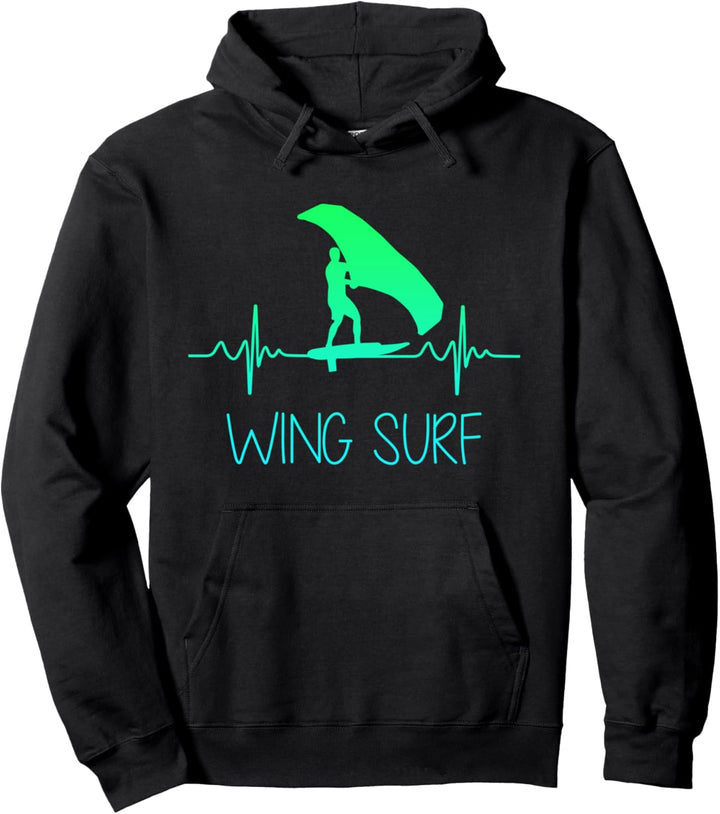 Wing Surf Wing Foil Herzschlag Herzlinie Herz Foiler Pullover Hoodie